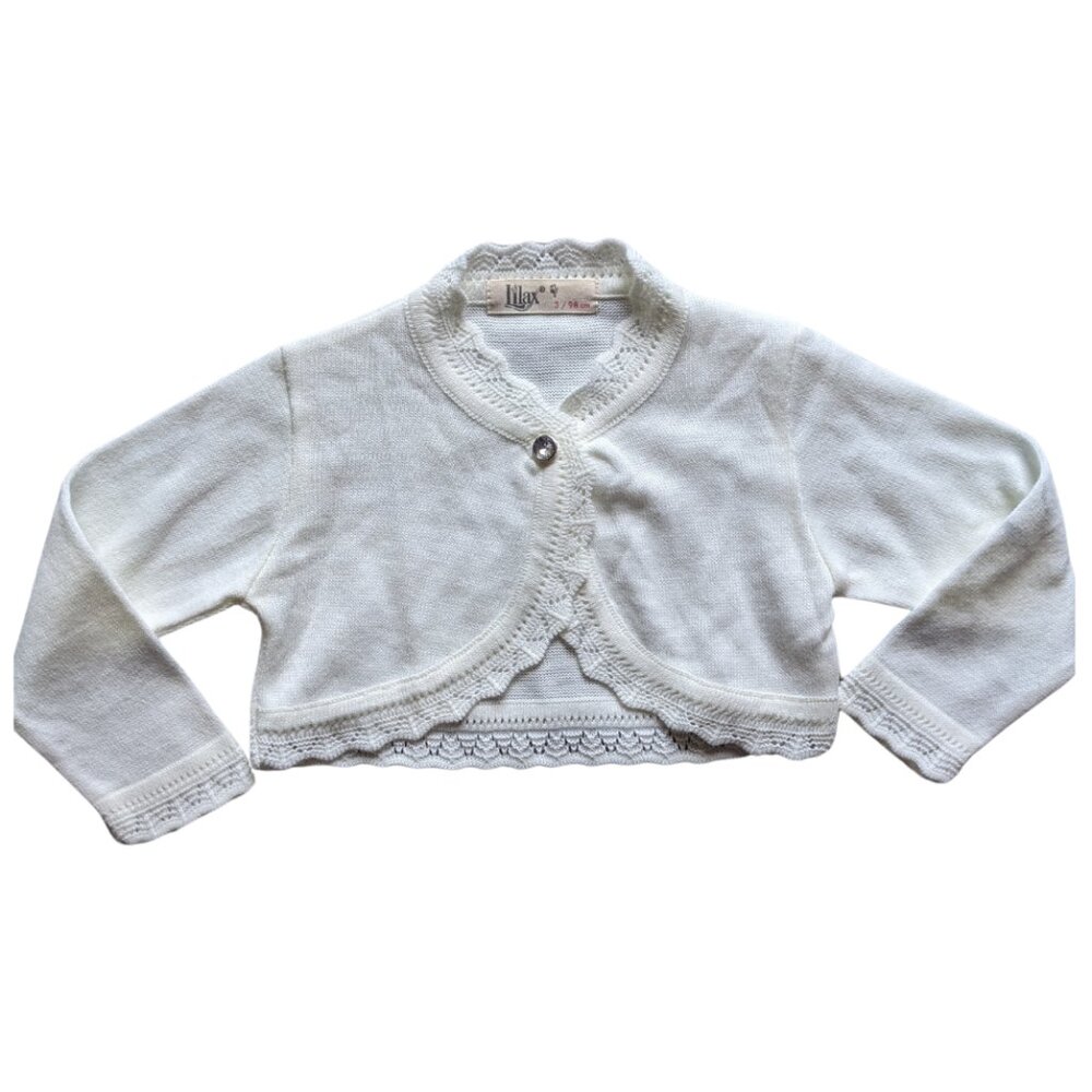 NWOT Lilax Little Girls' Knit Long Sleeve Button Closure Bolero Cardigan Shrug